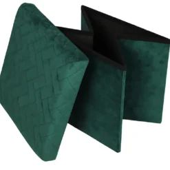 Urban Living poef - hocker - velvet donkergroen - mdf - 38x38 cm Online