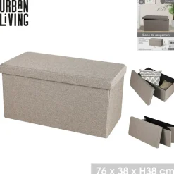Urban Living poef/hocker/opbergbox - grijs - mdf - 76 x 38 x 38 cm