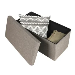 Urban Living poef/hocker/opbergbox - grijs - mdf - 76 x 38 x 38 cm
