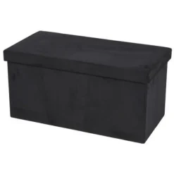 Urban Living poef/hocker/opbergbox - zwart - mdf - 76 x 38 x 38 cm Best