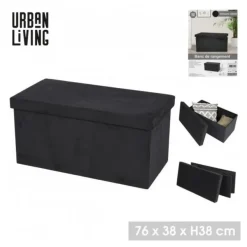 Urban Living poef/hocker/opbergbox - zwart - mdf - 76 x 38 x 38 cm Best