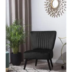 Beliani VAASA - Fauteuil - Zwart - Fluweel Outlet