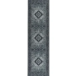 Beliani VADKADAM - Laagpolig vloerkleed - Grijs - 80 x 300 cm - Polyester New