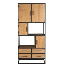 StarFurn Vakkenkast Naturel Hout/Metaal - 90x45x200cm - Denver New