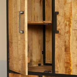 StarFurn Vakkenkast Naturel Hout/Metaal - 90x45x200cm - Denver New