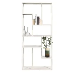 Leen Bakker Vakkenkast Stan - zand - metaal - 188x85x35 cm Clearance