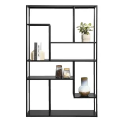 Leen Bakker Vakkenkast Stan - zwart - metaal - 188x120x35 cm Sale