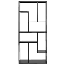 Leen Bakker Vakkenkast Stan - zwart - metaal - 188x85x35 cm Best