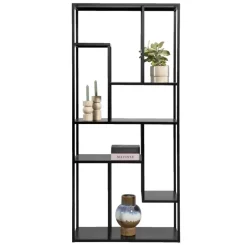 Leen Bakker Vakkenkast Stan - zwart - metaal - 188x85x35 cm Best