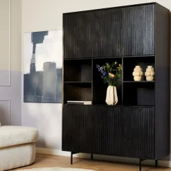 StarFurn Vakkenkast Zwart Hout - 135x45x200cm - Madison XL Sale