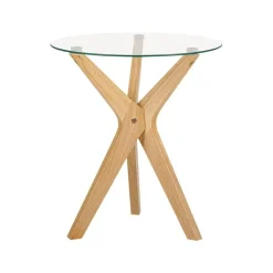 Beliani VALLEY - Bijzettafel - Lichthout - Veiligheidsglas Discount