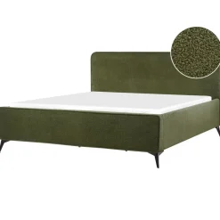 Beliani VALOGNES - Bed - Donkergroen - 180 x 200 cm - Bouclé Online