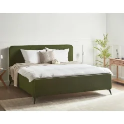 Beliani VALOGNES - Bed - Donkergroen - 180 x 200 cm - Bouclé Online