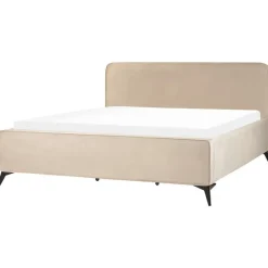 Beliani VALOGNES - Tweepersoonsbed - Taupe - 180 x 200 cm - Fluweel