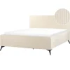Beliani VALOGNES - Tweepersoonsbed - Beige - 160 x 200 cm - Corduroy Sale