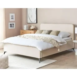 Beliani VALOGNES - Tweepersoonsbed - Beige - 160 x 200 cm - Corduroy Sale