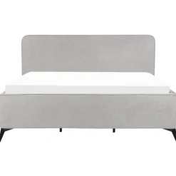 Beliani VALOGNES - Tweepersoonsbed - Lichtgrijs - 180 x 200 cm - Corduroy Best