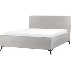 Beliani VALOGNES - Tweepersoonsbed - Lichtgrijs - 160 x 200 cm - Corduroy Discount