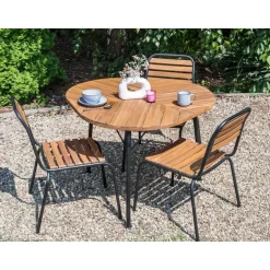 Beliani VARENNA - Tuintafel - Lichtbruin - 110 cm - Acaciahout Clearance