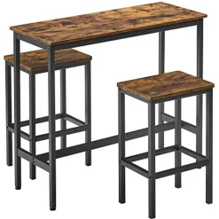 Vasagle Barmeubelset - Bartafel en barkrukken - Rustiek bruin-zwart Sale