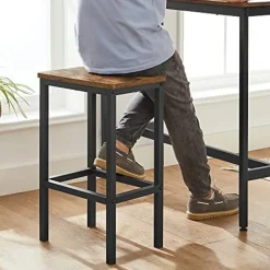 Vasagle Barmeubelset - Bartafel en barkrukken - Rustiek bruin-zwart Sale