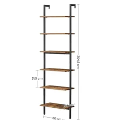 Vasagle Industriele Ladderplank 6 Etages, Wandplank 15 kg Draagvermogen Hot