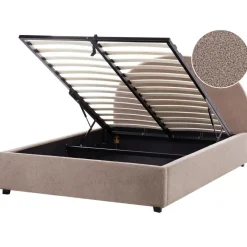Beliani VAUCLUSE - Bed met opbergruimte - Taupe - 140 x 200 cm - Bouclé New