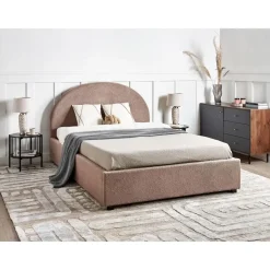 Beliani VAUCLUSE - Bed met opbergruimte - Taupe - 140 x 200 cm - Bouclé New