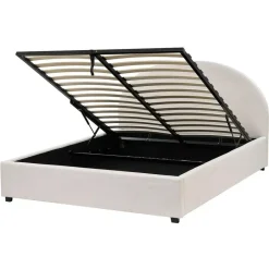 Beliani VAUCLUSE - Bed met opbergruimte - Lichtbeige - 160x200 cm - Polyester Outlet