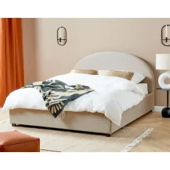 Beliani VAUCLUSE - Bed met opbergruimte - Lichtbeige - 160x200 cm - Polyester Outlet