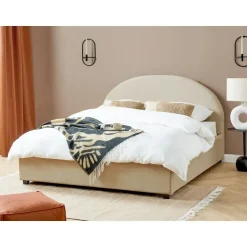 Beliani VAUCLUSE - Bed met opbergruimte - Beige - 160x200 cm - Polyester