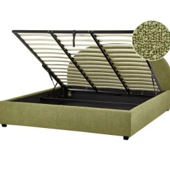 Beliani VAUCLUSE - Bed met opbergruimte - Olijfgroen - 180 x 200 cm - Bouclé Discount