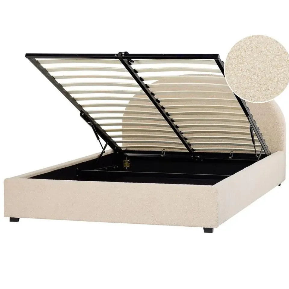 Beliani VAUCLUSE - Bed met opbergruimte - Beige - 140 x 200 cm - Polyester