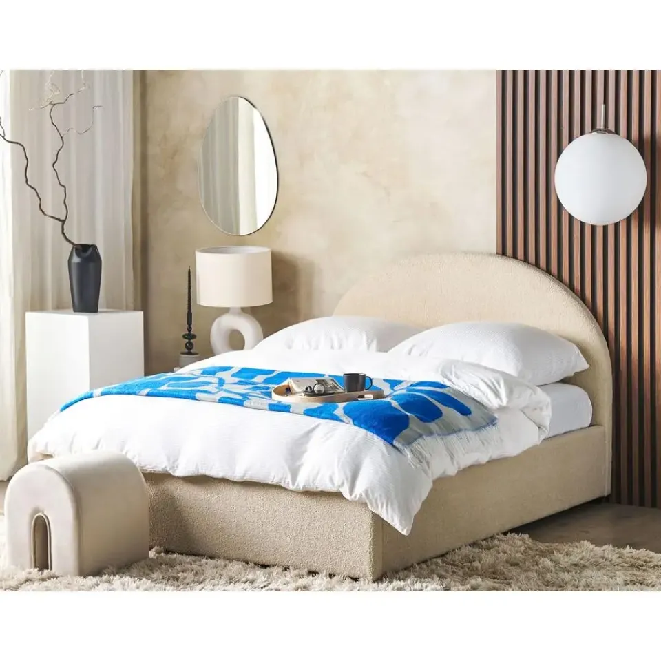 Beliani VAUCLUSE - Bed met opbergruimte - Beige - 140 x 200 cm - Polyester