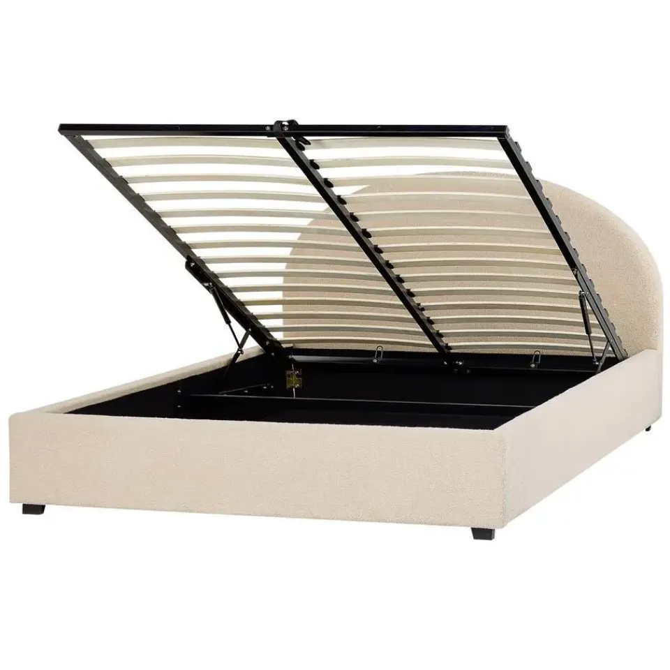 Beliani VAUCLUSE - Bed met opbergruimte - Beige - 140 x 200 cm - Polyester