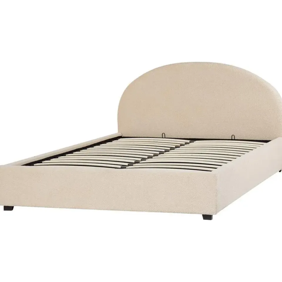 Beliani VAUCLUSE - Bed met opbergruimte - Beige - 140 x 200 cm - Polyester