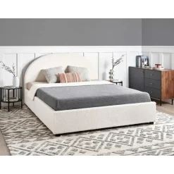 Beliani VAUCLUSE - Bed met opbergruimte - Gebroken wit - 160 x 200 cm - Bouclé Outlet