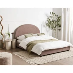 Beliani VAUCLUSE - Tweepersoonsbed - Taupe - 140 x 200 cm - Bouclé Hot