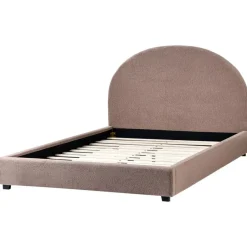 Beliani VAUCLUSE - Tweepersoonsbed - Taupe - 140 x 200 cm - Bouclé Hot