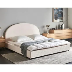 Beliani VAUCLUSE - Tweepersoonsbed - Gebroken wit - 180 x 200 cm - Bouclé