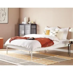 Beliani VAURS - Tweepersoonsbed - Wit - 140 x 200 cm - Staal Sale