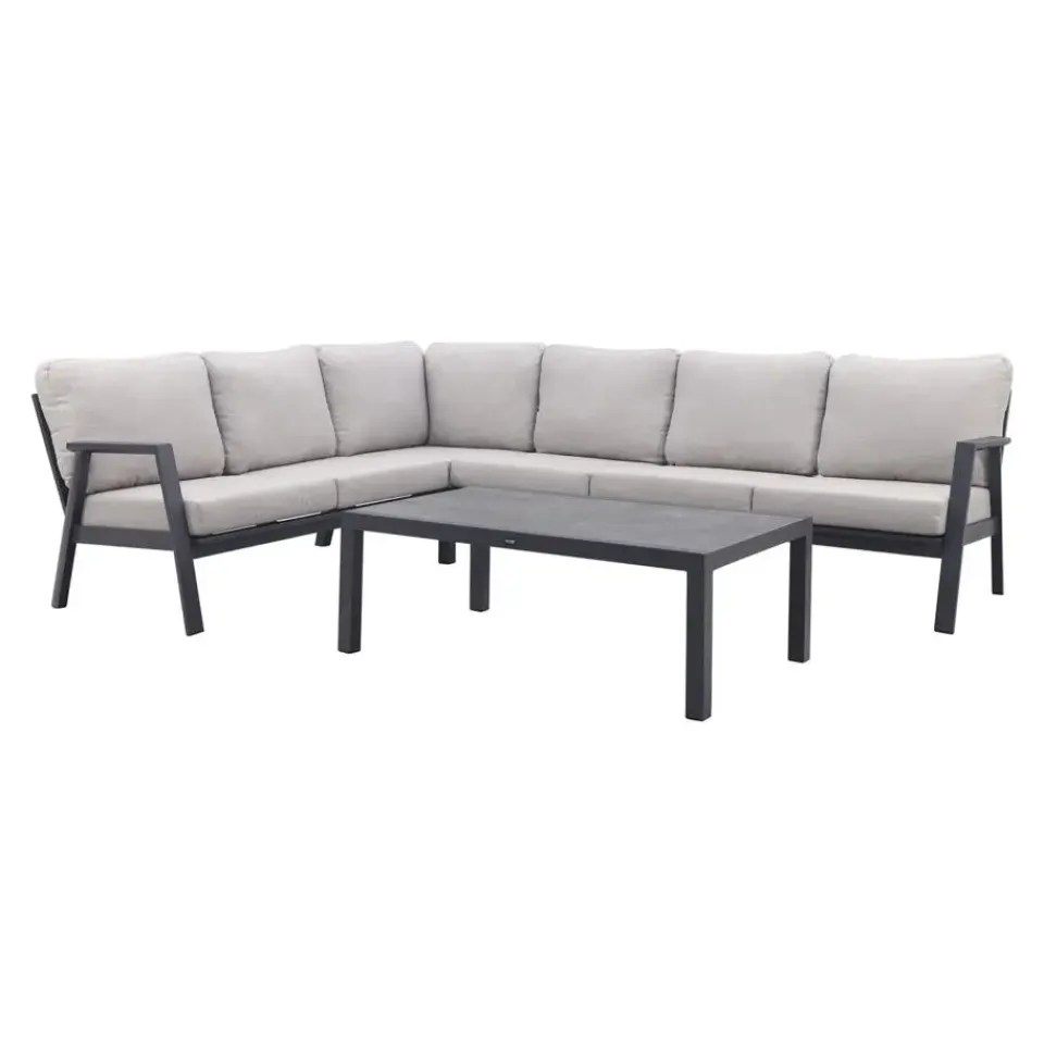 Van der Garde Tuinmeubelen - Premium VDG Viento/Atlanta hoek loungeset (4-delig) - Royal Grey/Antraciet Best