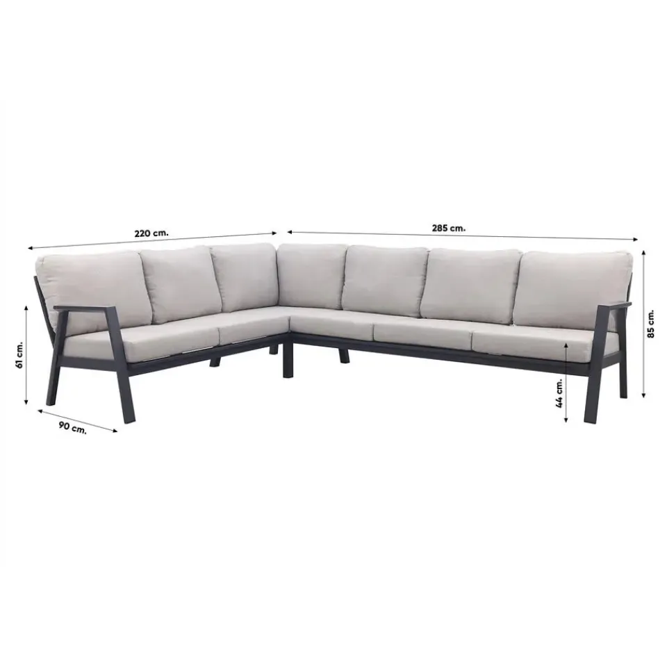 Van der Garde Tuinmeubelen - Premium VDG Viento/Atlanta hoek loungeset (4-delig) - Royal Grey/Antraciet Best