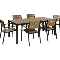 Beliani VERNIO - Tuinset voor 6 - Zwart/Bruin - Kunsthout Sale