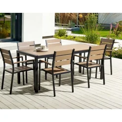 Beliani VERNIO - Tuintafel - Lichtbruin - 90 x 180 cm - Aluminium Sale