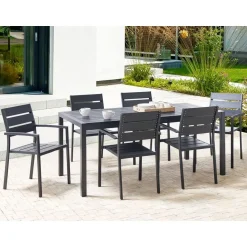 Beliani VERNIO - Tuintafel - Zwart - 90 x 180 cm - Aluminium Discount