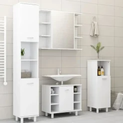 vidaXL - Badkamerkast - Wit - Bewerkt hout Discount