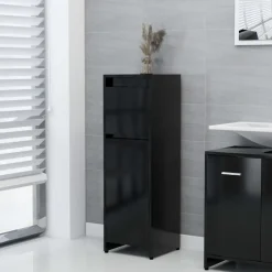 vidaXL - Badkamerkast - Zwart - Bewerkt hout Online