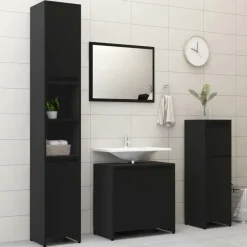 vidaXL - Badkamerkast - Zwart - Bewerkt hout Online