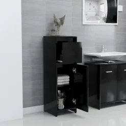 vidaXL - Badkamerkast - Zwart - Bewerkt hout Online